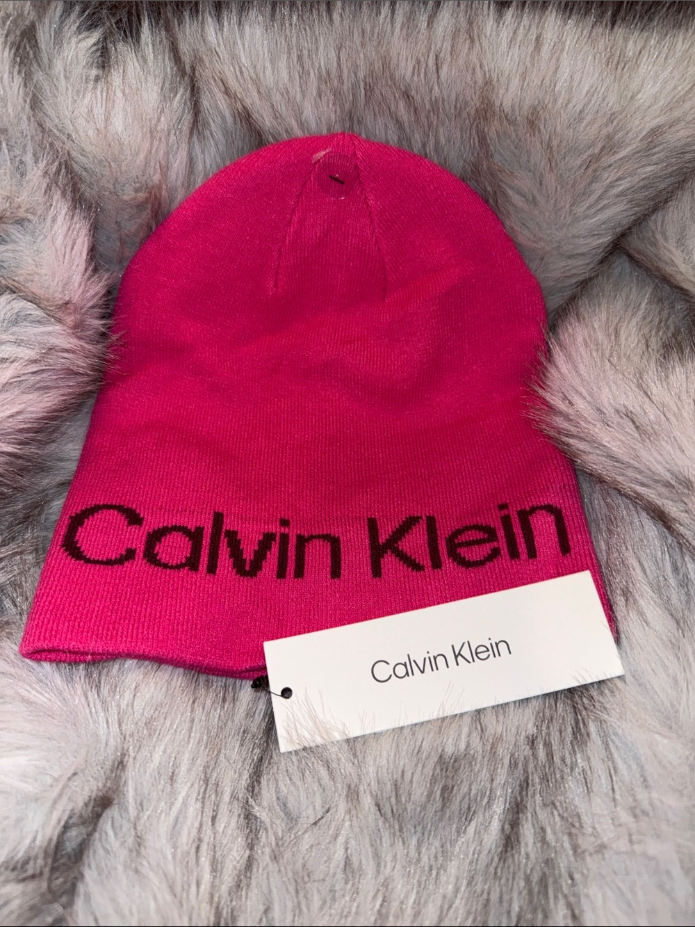 Calvin Klein Hot Pink Logo Beanie